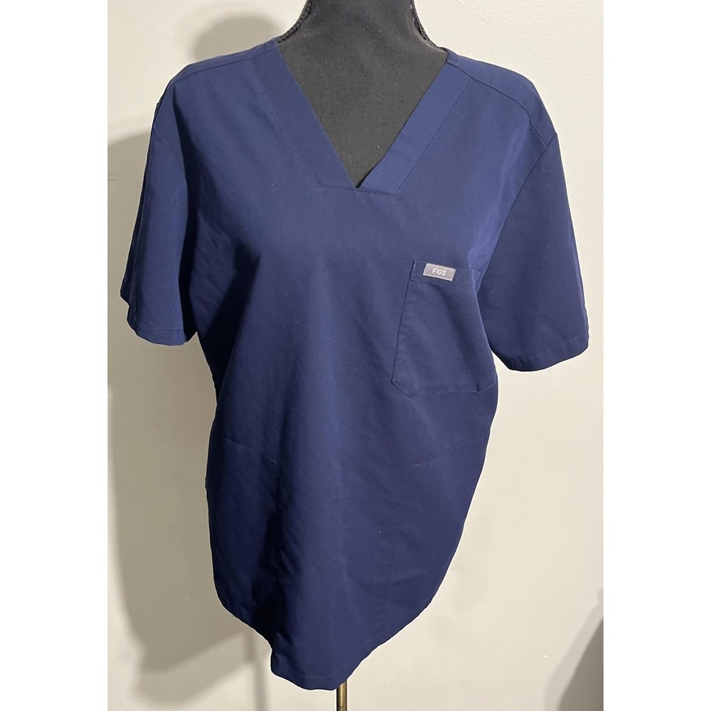 FIGS Scrub Shirt Mens Large Navy Blue Technical Collection‎ V-Neck 3 Pocket Top